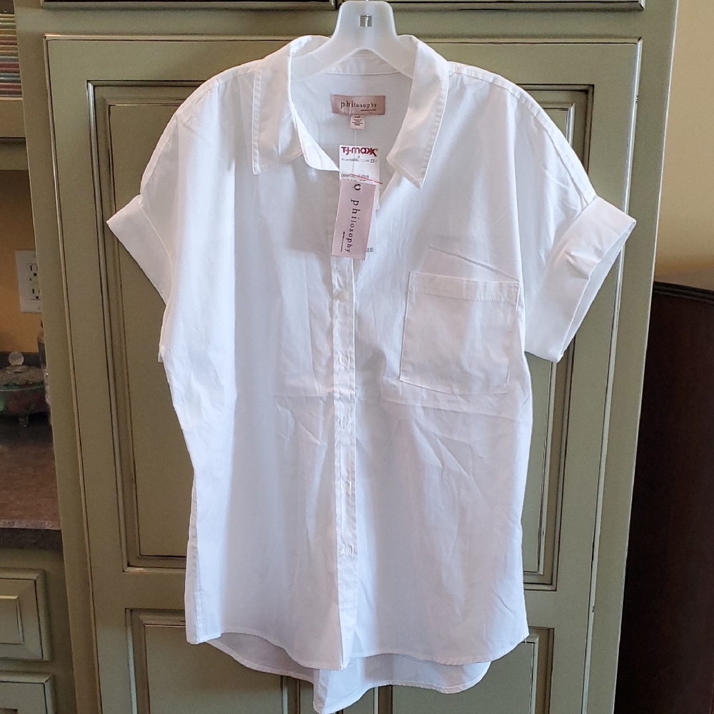 Philosophy Crisp White Button-Up Shirt